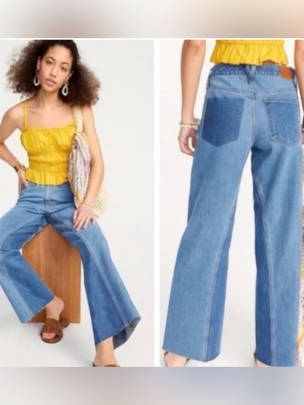 J CREW Jeans Slim Wide Leg Two Tone Retro Blue Denim Women’s Size 33